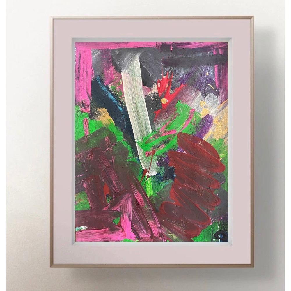 Original Abstract Painting 9x12 Paper Fine Art Signed OMAN Expressionist OOAK